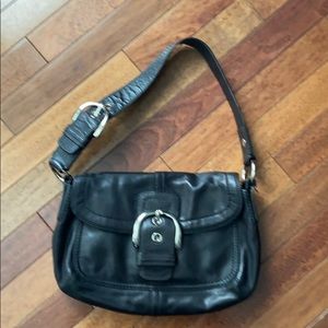 Coach black leather shoulder bag